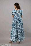 Blue floral print anarkali kameez for women