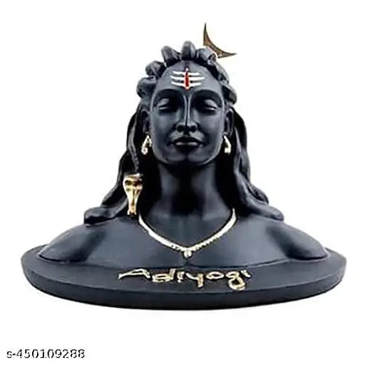 Black Adiyogi Shiva statue for car dashboard or home decor - Indian religious idol figurine