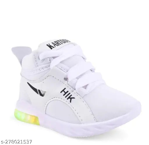 White shoe with LED lights, child size, black laces