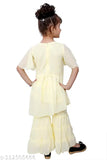 Hariyal Creation lemon embroidery kurta and sharara suit for girls - Georgette, anarkali, knee-length, 4-5 years size