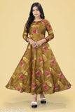 Yellow, patterned kurta with high neck design