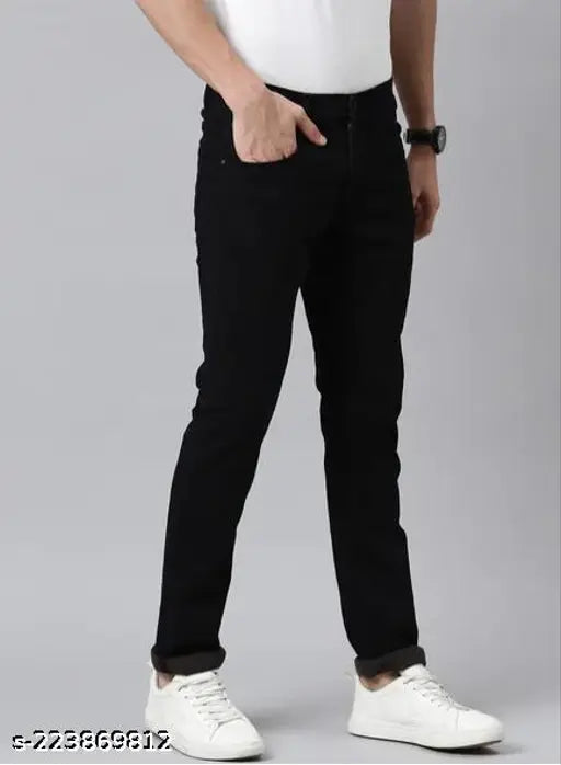 Monk black plain jeans, high-quality denim for men's fashion, Indian-made, size 30/waist 30in, length 40in