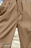 Tan khaki canvas casual pants with drawstring closure and cargo pockets