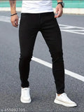 Black plain jeans for men
