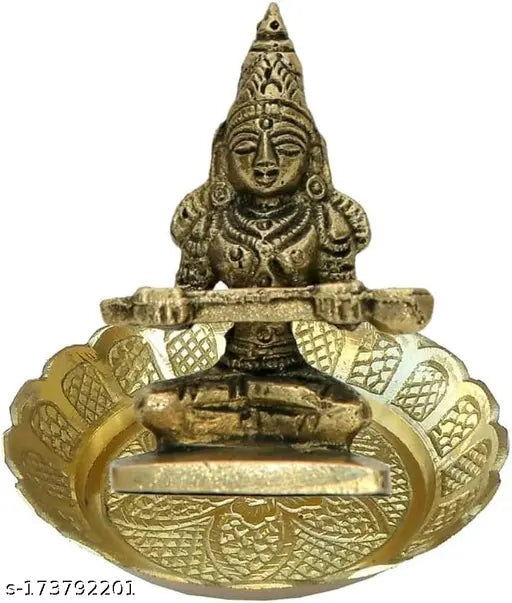 Brass Annapurna Devi Idol - Goddess of Food, intricately carved, Indian origin