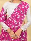 A pink and silver traditional Indian wedding saree with detailed embroidery