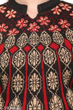 Woolen black kurti with decorative patterns, long sleeve design