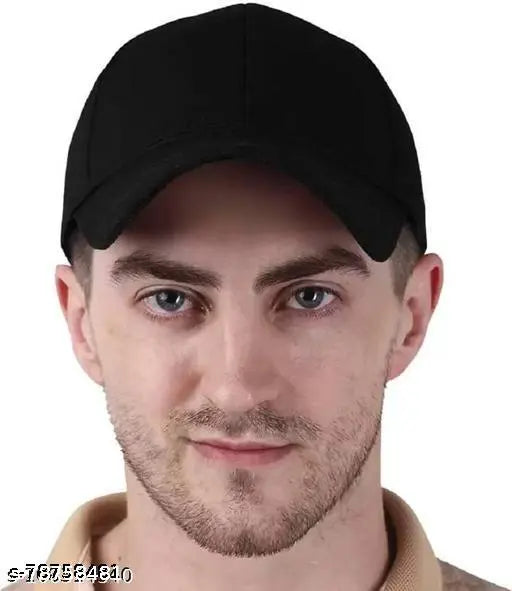 Black baseball cap with adjustable strap