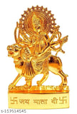 Metal Maa DurgaSherawali idol, 10" tall, for Puja & decor, made in India