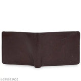 Brown faux leather trending wallet, 2 compartments, 5 card slots, coin pocket & zip lock. Classic world branded men's wallet for daily use