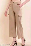 Tan cotton women's side-zip cargo pants