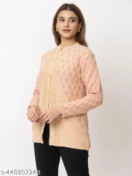 Polyester women's winter sweater, round neck, full sleeve, self-design embroidery - Embroidered series by LO G LO