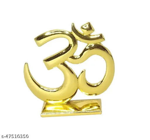 Golden Om Shiv Idol, 6cm x 6cm, Hindu religious decorative showpiece for car dashboard or home