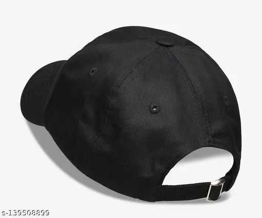 Cotton baseball cap with white lettering on front