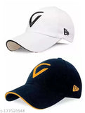 Adjustable cotton embroidered baseball caps in self-design, pack of 2 for men and boys, made in India