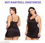 Trendy stylish hot pink baby doll night dress free size 28-36, solid net fabric