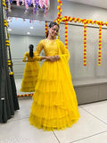Art Silk ruffle lehenga and net dupatta set, semi-stitched Indian traditional wear