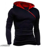 Black cotton solid hood neck men's t-shirt by EyeBogler, long sleeves, size L (41in chest, 27.5in length)