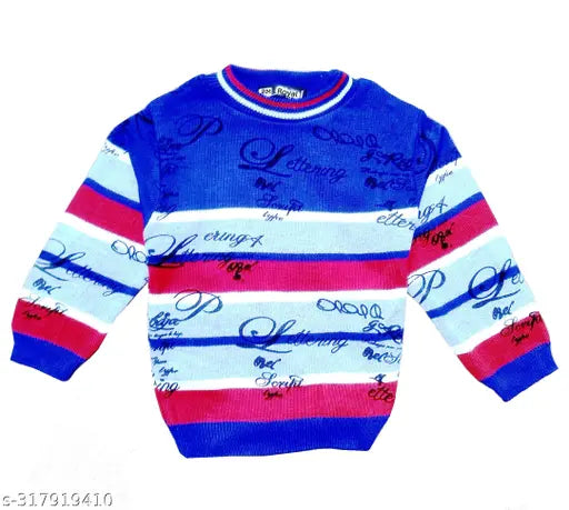 Boys wool sweater set with long sleeves, printed pattern on kids sweater