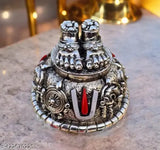 Metal Venkateswara Shanku Chakra decor, Indian Balaji Charan for Pooja room & car dashboards, 6cm x 6.5cm x 6cm