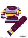 Striped wool sweater set for girls (1-2yrs), cozy winter fashion