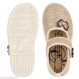 Textured beige textile booties for girls by LEVOT - Comfortable PVC sole with velcro fastening, perfect for fashionable kids aged 21 months to 4 years. Made in India