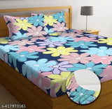 Yellow cotton summer wrinkle-free fitted bedsheet with two pillow covers, ideal for adult double queen size mattresses. Brushed cotton for comfort and easy maintenance. Made in India