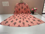 Rose print rayon Anarkali kurta, trendy ethnic festive wear for women