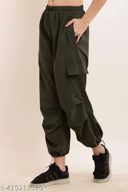 Dark olive cargo pants for women