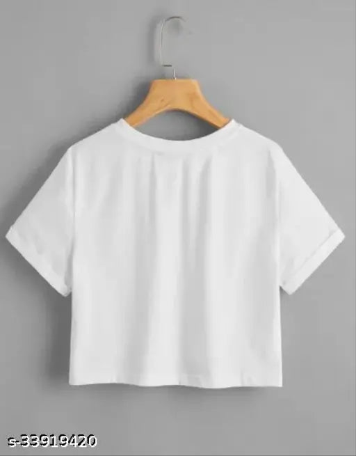 Crop cotton pocket t-shirt, printed net design, short sleeves, XL size for women, Made in India