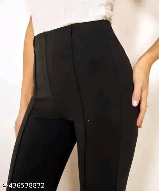 Trendy retro women's cotton blend trousers, solid net, size 28/30/32/34 (waist 28-34in, length 38in, hip 38-44in), made in India
