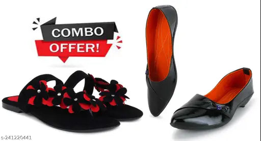 Black Flower & Black Belly Knot patent leather slippers for women's latest fashionable collection. Ideal for daily use, office wear, and parties. Comfortable, flexible, and stress-free design with a secure grip sole. Made by Spoiltbrat in India