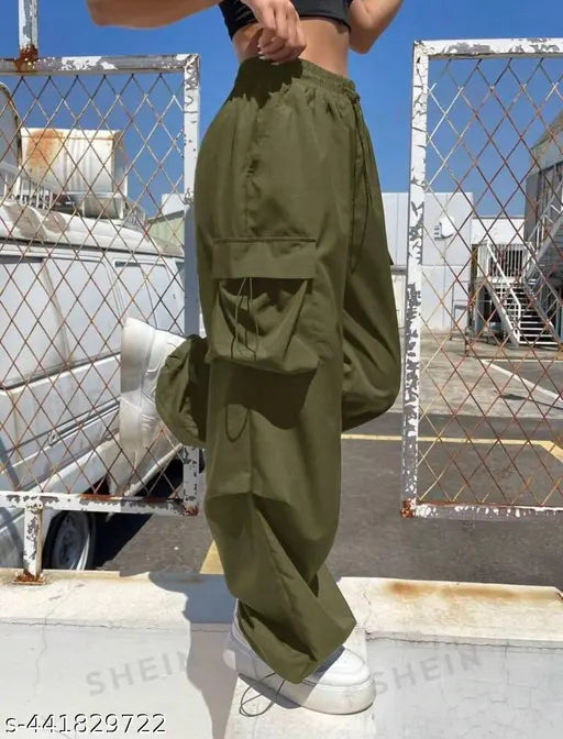 Green cotton khaki trousers women's long length