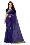 Embroidered net saree with satin running blouse, attractive Myra design from India