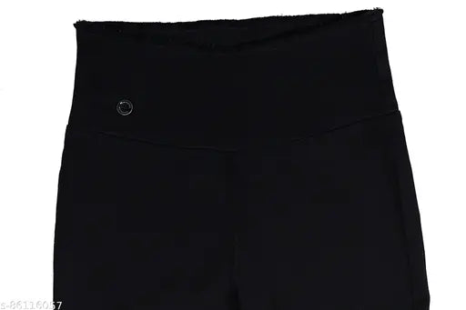 Unique high west denim broadbelt black jegging for woman - Solid denim, ankle length, elastic waistband, back pocket, classy top and high heels