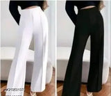 Solid-colored bell bottom trousers with premium cotton lycra fabric in a combo, Indian made