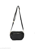 Black parachute fabric sling bag with adjustable strap