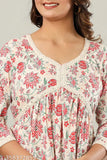 Rayon printed Alia cut anarkali short kurti for women, three-quarter sleeves in various sizes, India origin