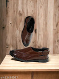 Brown leather dress shoes with black laces