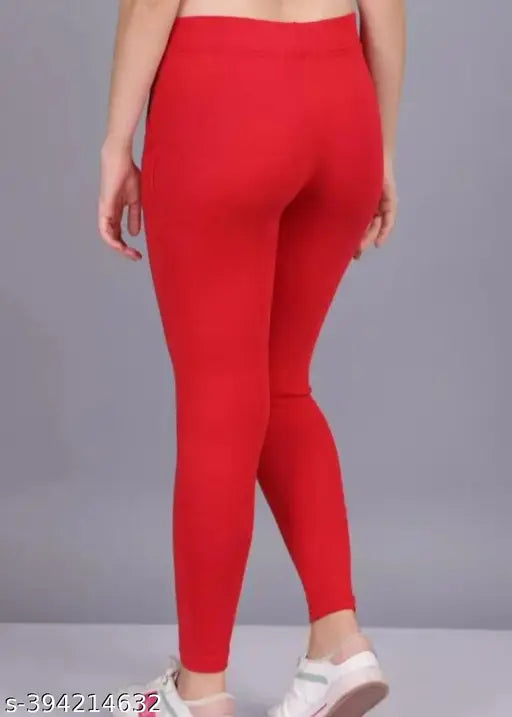 Cotton blend DRSTI women's jeggings in stylish xmbo black and red, size options available (28, 30, 32, 34, free size)