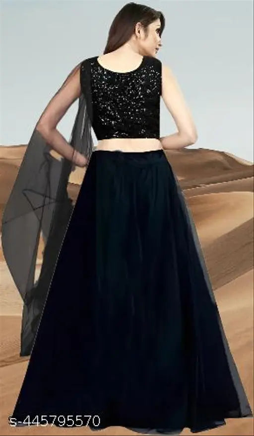 Embellished velvet and satin Girls Satari Lengha Choli set, solid-colored Indian lehenga with sleeveless top and tissue dupatta, free size for girls aged 13-16 years