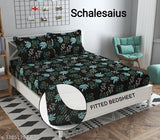 Multi-colored cotton blend double bedsheet with 2 pillow covers, 90x90 inch fitted size, ideal for summer. Machine washable botanical design