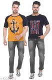 Men's cotton blend regular fitting T-shirt, short sleeves, printed net design [Size S, M, L, XL, XXXL] - Nidhil Fashion collection