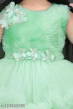 Girls sleeveless round neck below knee length fit & flare net dress-frock, single size from 1-10 years