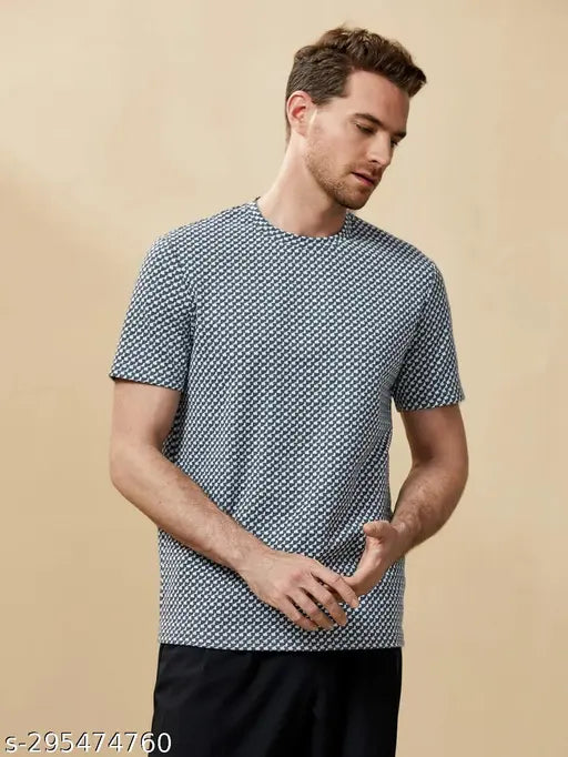 Multicolor printed cotton blend t-shirt for men, short sleeves, round neck, regular fit, breathable for all seasons, made in India