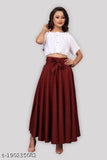 Women's trendy top with a flared skirt in burgundy color