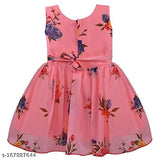 Silver Georgette Printed Net Knee-Length Dress, baby girls 6-12 years, India