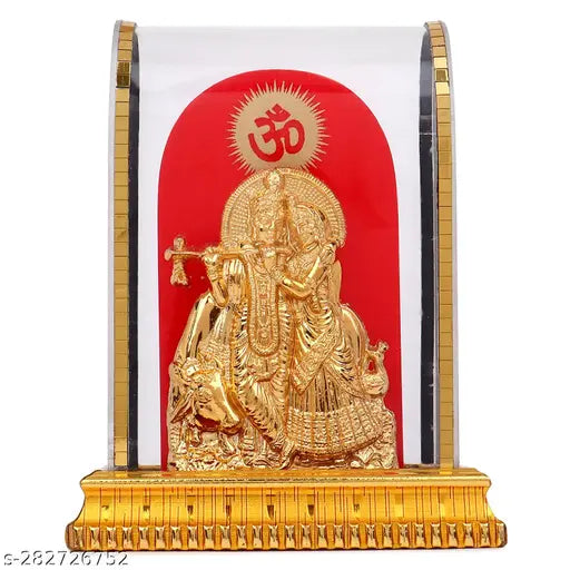 Glass Radha Krishna figurine, Indian God idol for home and office decor
