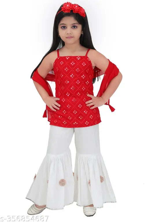 Embellished Georgette Baby Girl Gadara Set - Indian clothing for 2-8 years