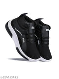Casual black athletic sneakers with white laces and a zipper